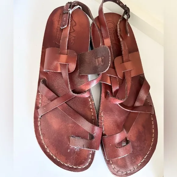 Leather Al Badawi Camel Sandals Hand Made in Jerusalem Sz 44 (10.5 - Image 2