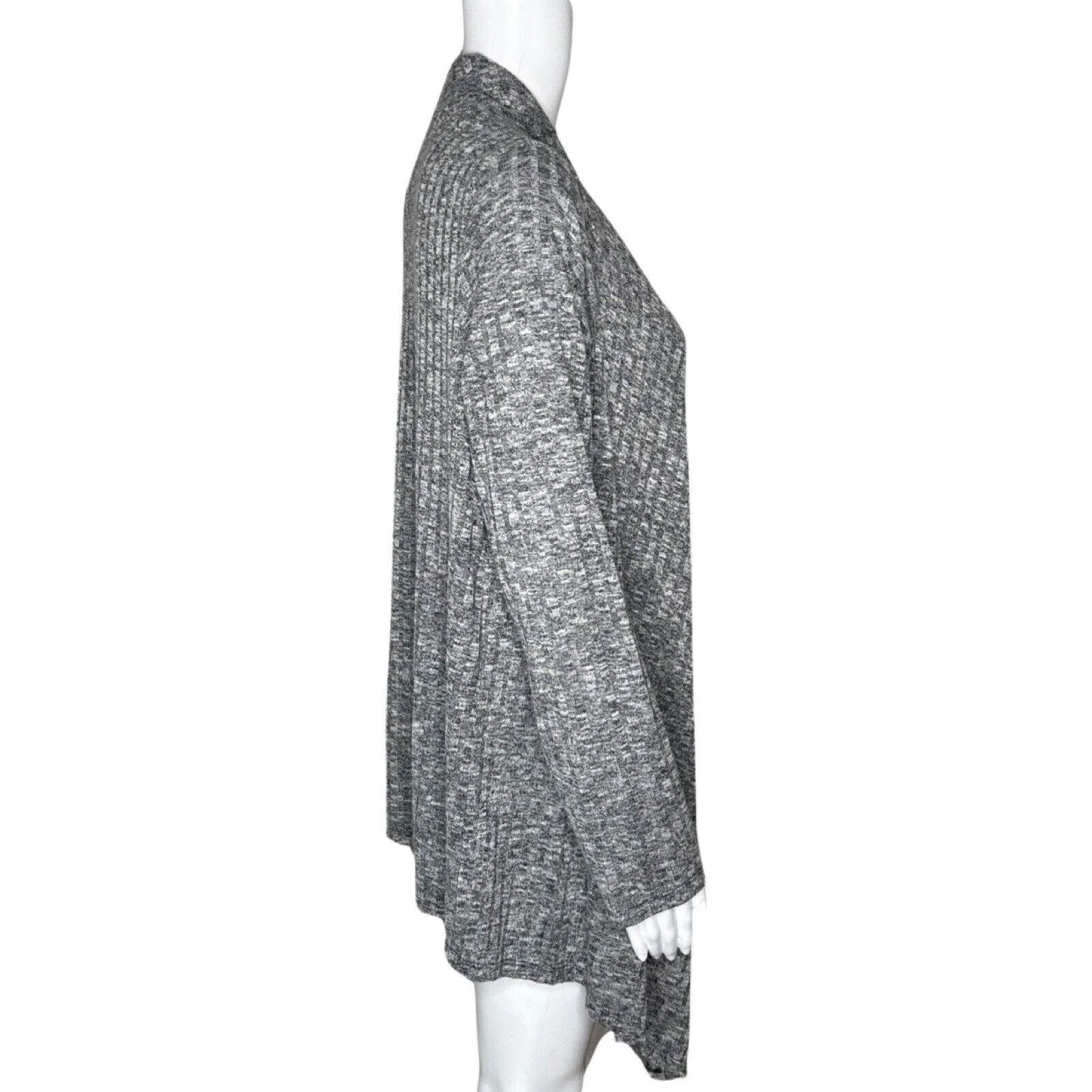 Dana Buchman Sweater Women Large Gray White Marled Cardigan‎ Lagenlook Neutral - Image 2