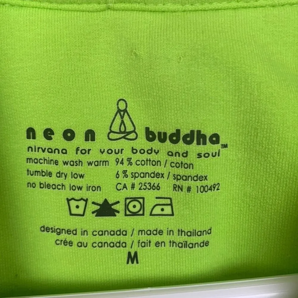 Neon Buddha womens medium lime green short sleeve button front chunky shirt - Image 2