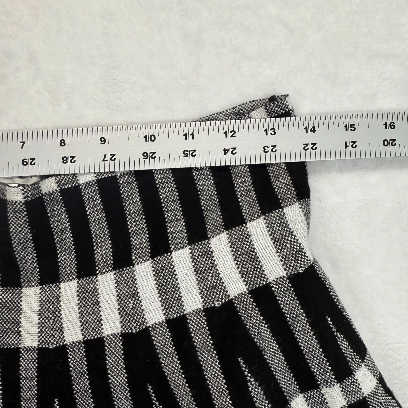 Say What?‎ Plaid Pleated Mini Skirt Black White Checkered Knit Skater Size L - Image 2