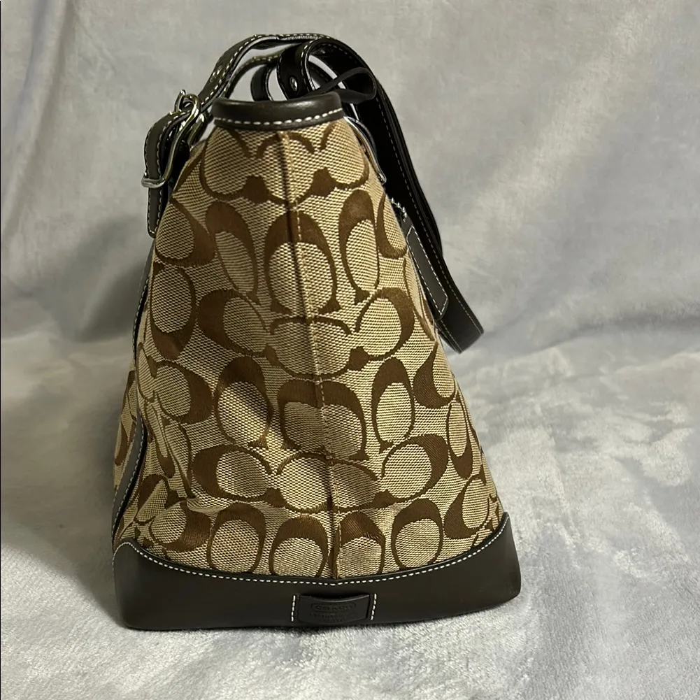 COACH 6042 Brown Canvas and Leather Monogram Tote Bag Vintage (07/2005) - Image 4