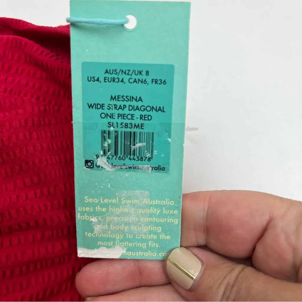 Sea Level Swim Messina Wide Strap Diagonal One Piece Swimsuit Red Size 4‎ NEW - Image 5