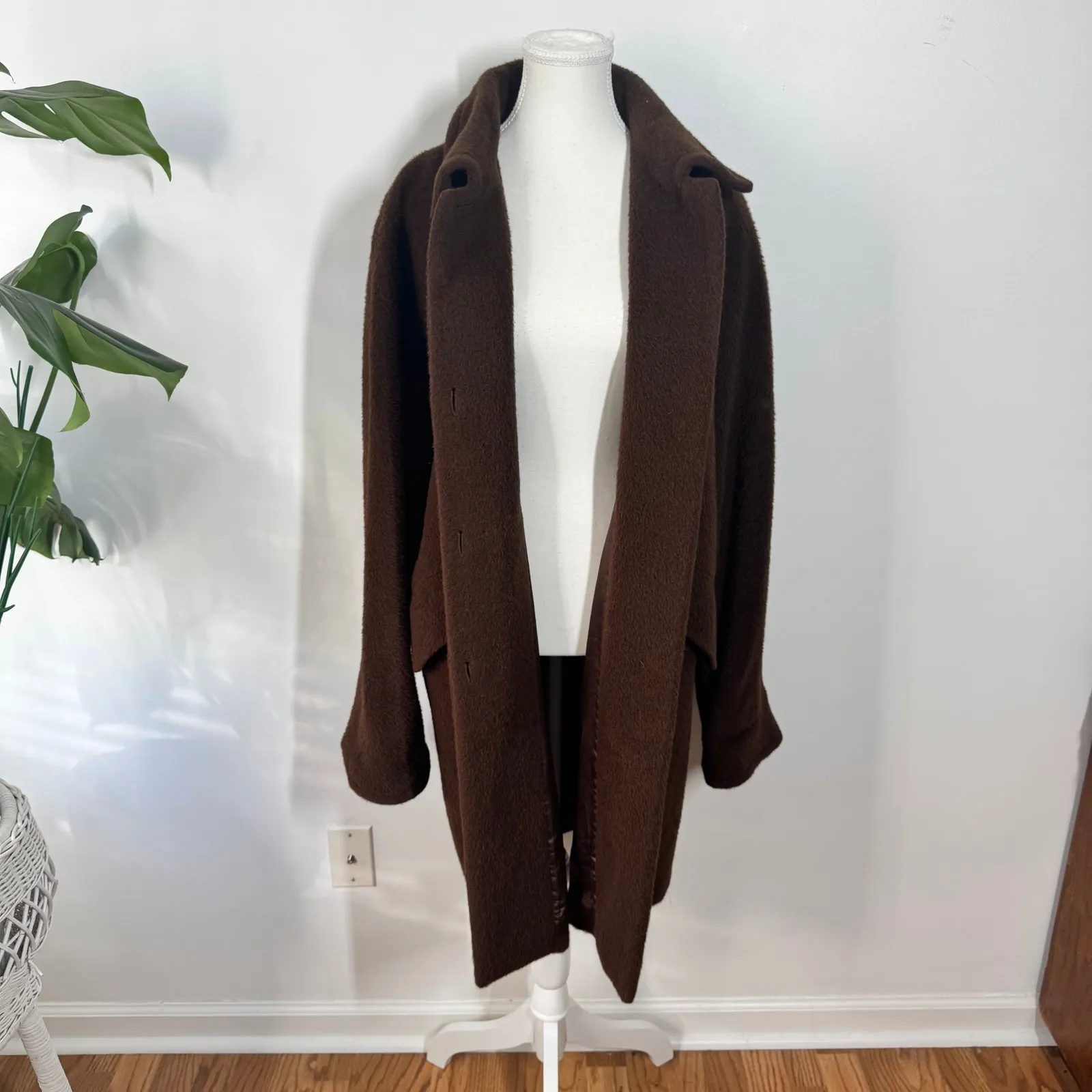 Roberto Verino Peacoat Women 12 Chocolate Brown Alpaca Wool Minimal Quite Luxury - Image 2