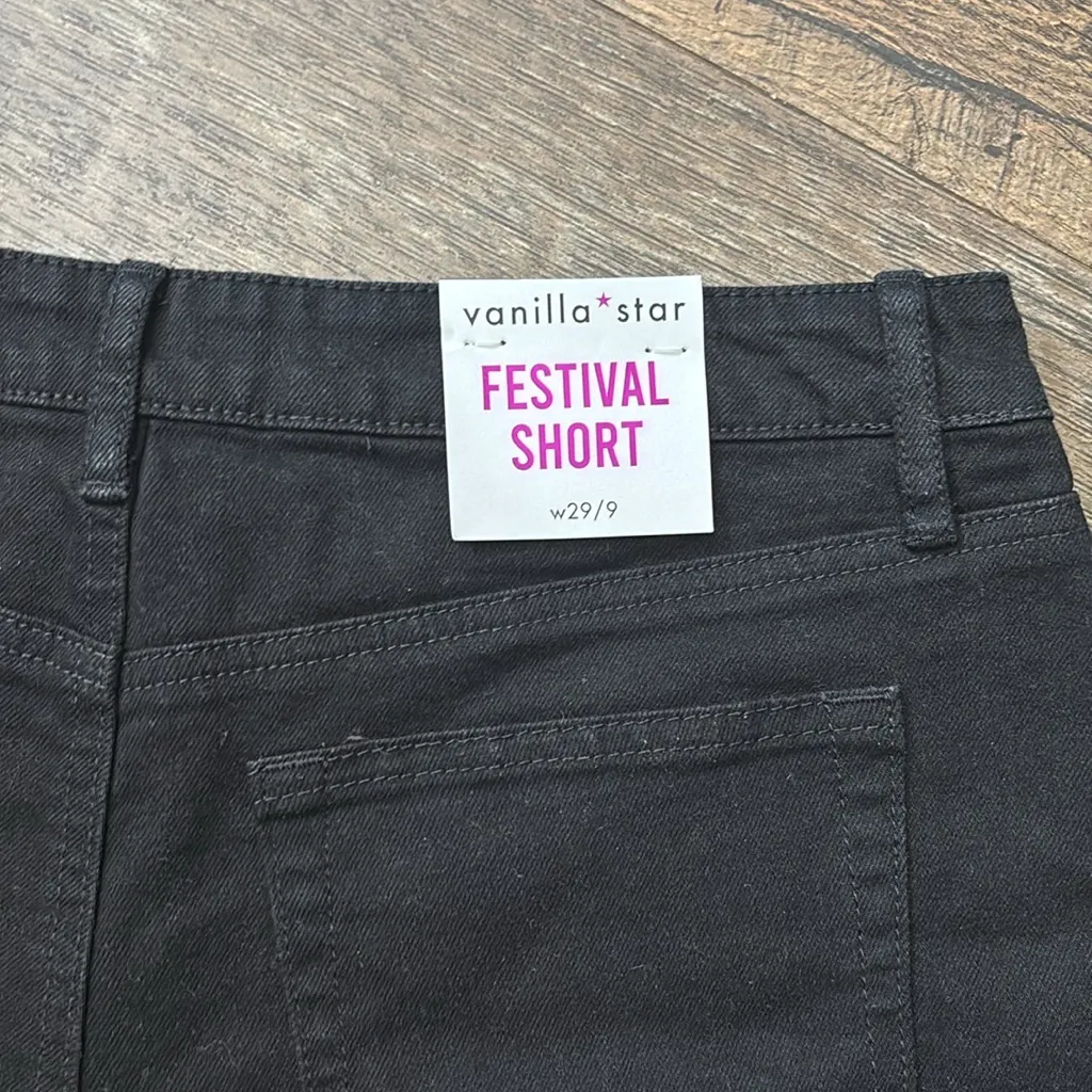 Vanilla Star Black Boho Denim with Granny Square Crochet Design Size w29/9 - Image 5