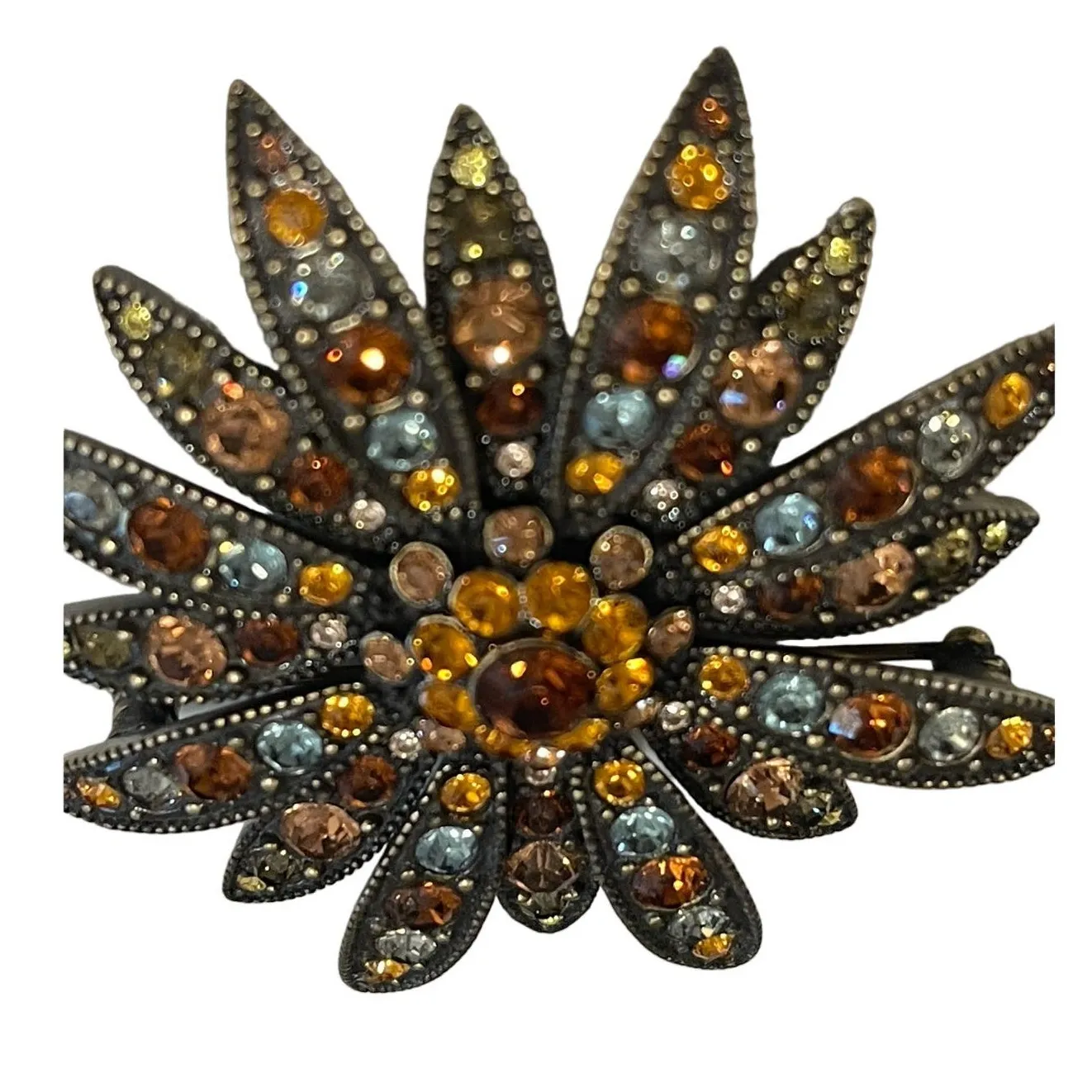 Joan Rivers Vintage Swarovski Crystal Sparkle Starburst Brooch Pin Set Bronze - Image 5