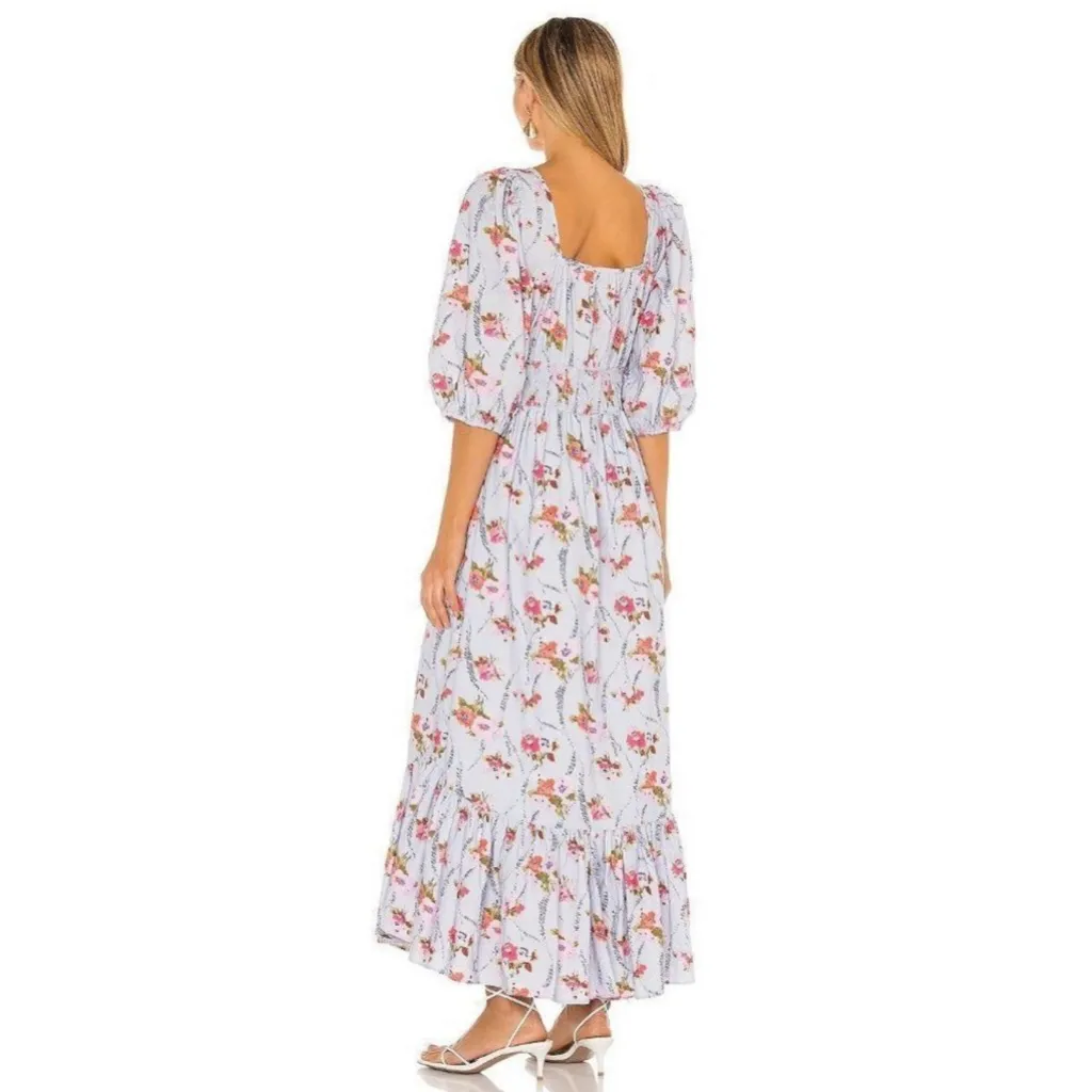 LOVESHACKFANCY Minnia Maxi Floral Dress Lavender Moon XS - Image 4