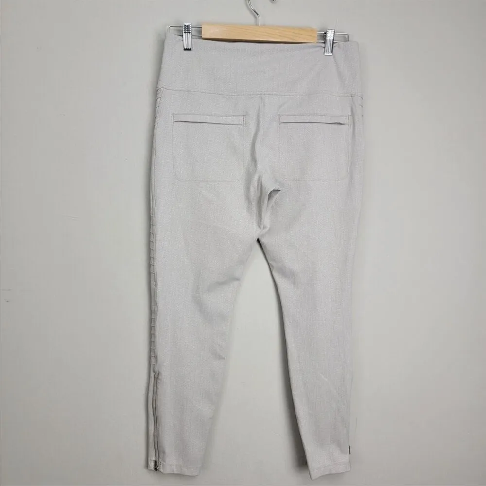 Athleta Delancey Taupe Cream Textured Moto Zip Ankle Tight Leggings Size L - Image 6