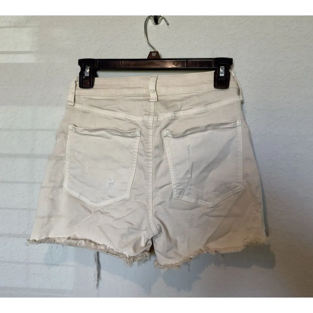 NWT So High Rise Curvy Midi Beige Jean Shorts Size 1/25 W  4' in Inseam Stretch - Image 4