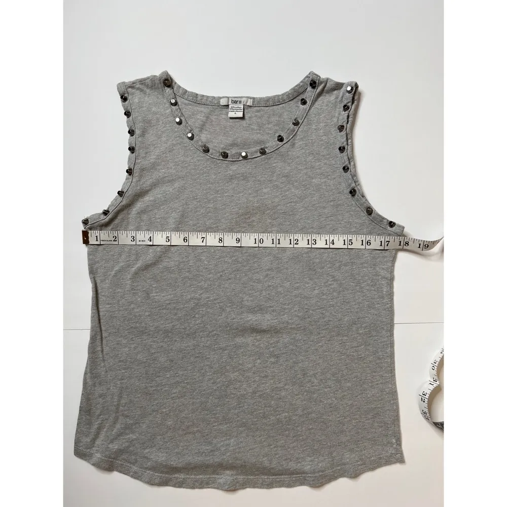 Bar III Heather Gray Studded Tank Top Sz L - Image 4