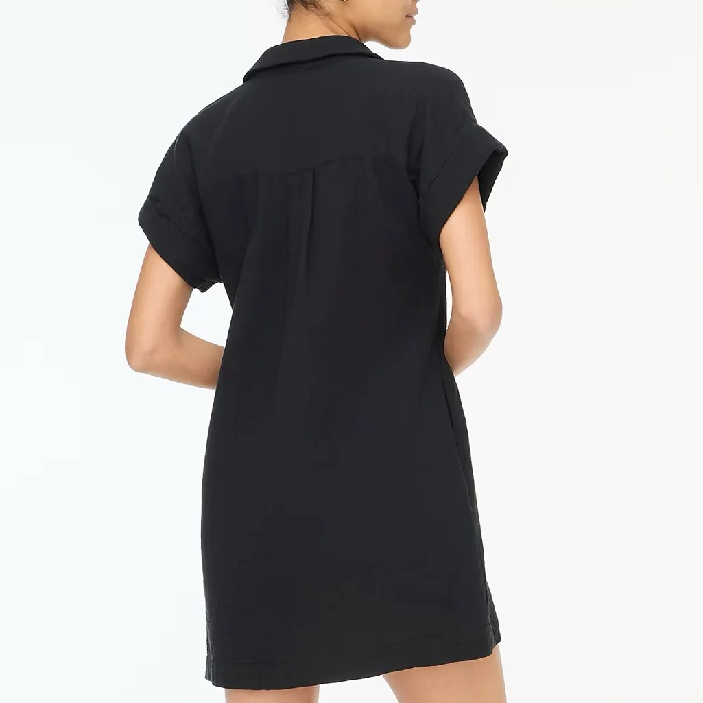 J.CREW Black Short-sleeve gauze popover Mini dress Size XXL - Image 3