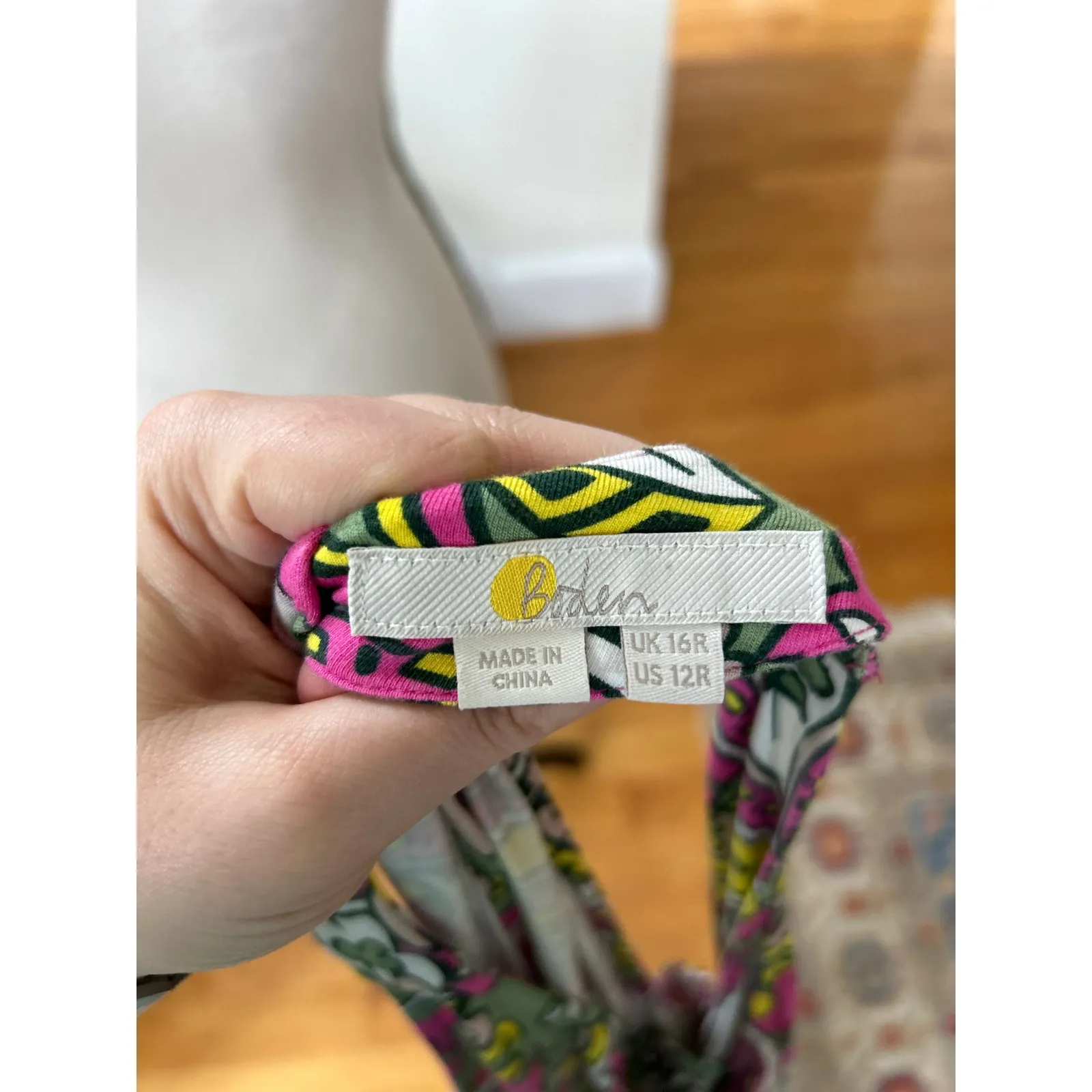 Boden Pink Yellow Green Paisley Halter Jersey Maxi Sleeveless Dress Size 12 - Image 8