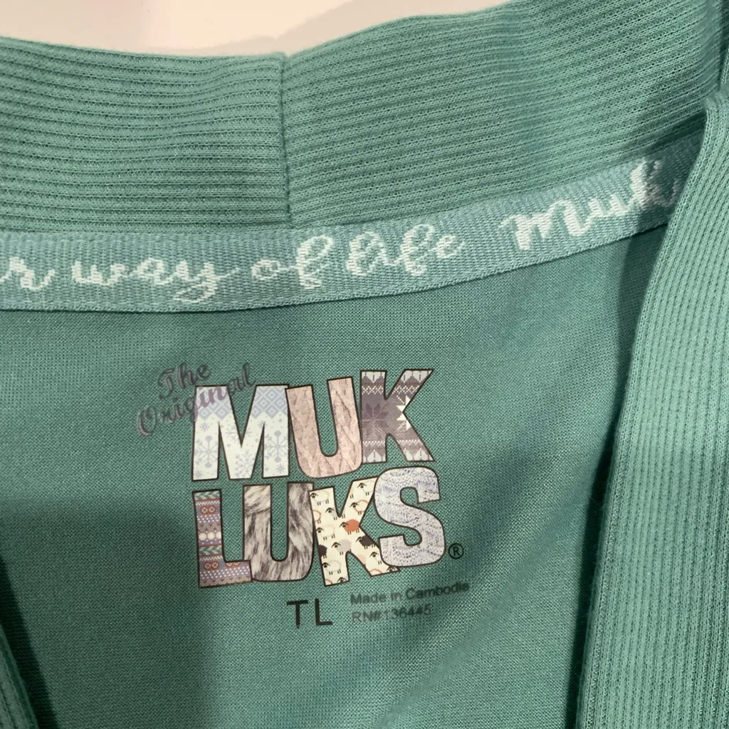 Muk Luks Women’s Large Tall Seafoam Light Green Open Front Lightweight Cardigan Blue Size undefined - Image 5