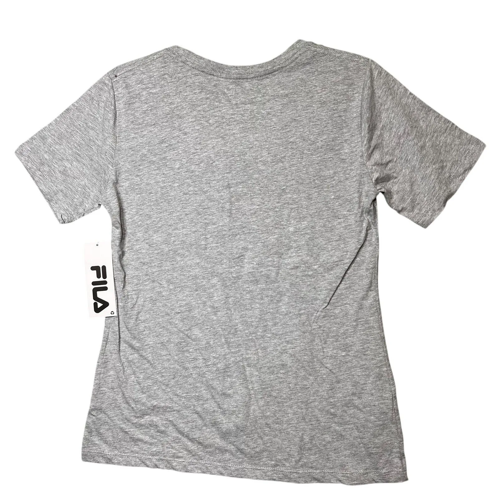 FILA Shirt Womens Large Heather Gray Rainbow Gradient Logo Graphic Tee T-Shirt - Image 3