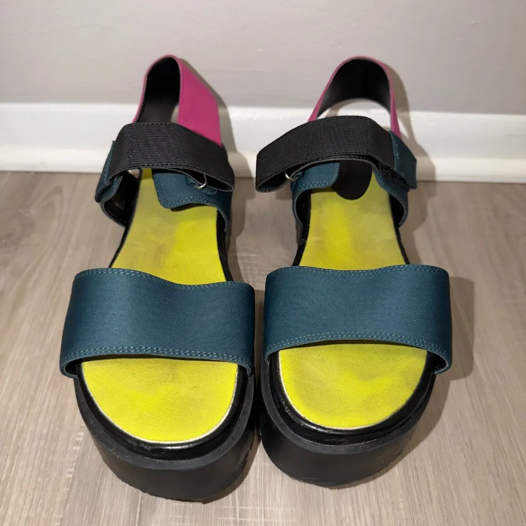 Urban Outfitters Platform Lug Sole Sandals Size EUR 40 Colorblock - Image 4