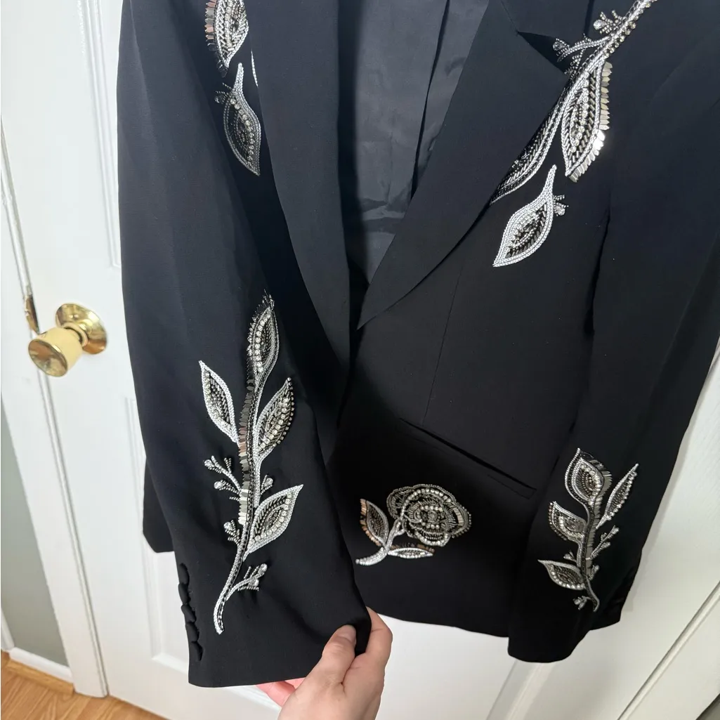 Cinq a Sept Metal Paisley Karlie Blazer in Black 8 - Image 5