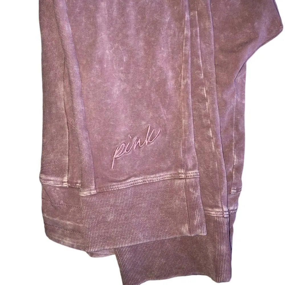 PINK by Victoria secret acid washed cotton campus drawstring yoga pants Sz Lg - Image 4