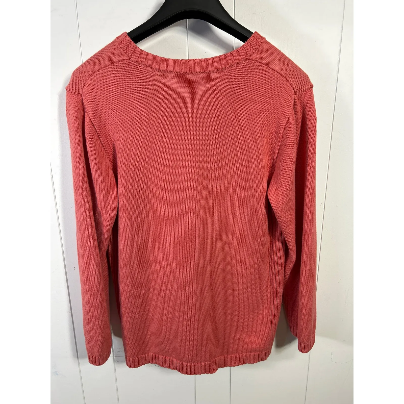 Cabela's women’s 2XL coral 100% cotton V-neck sweater. - Image 3