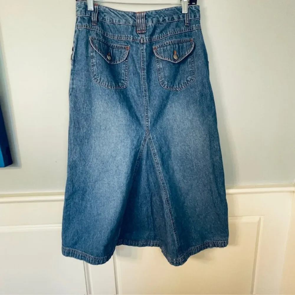 Vintage Y2K 2000's  Bill Blass Denim Maxi Skirt Front Slit 6 Petite - Image 5