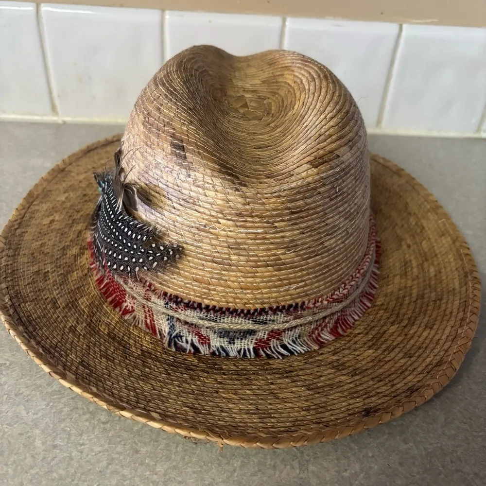 Bonanza Hats Turquoise Feather Coastal Cowgirl Boho Chic Western Festival Hat Tan - Image 5
