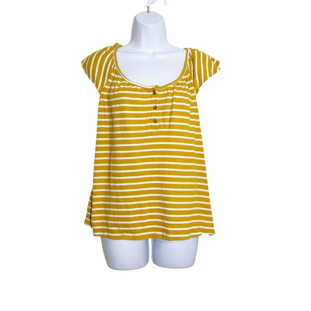 Old Navy Mustard Yellow Striped Cap Sleeve Top Size Small - Image 2