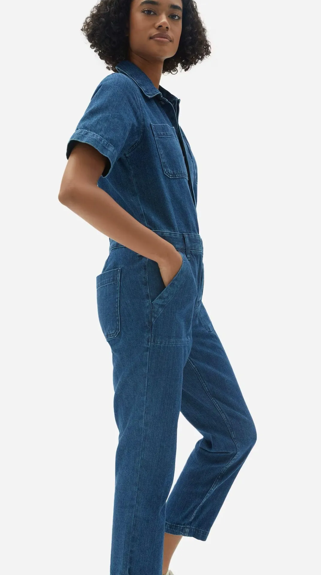 Super Soft Denim Coverall Jumpsuit - Image 2