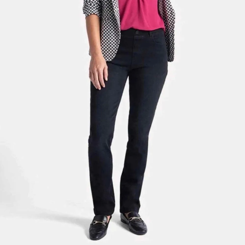 Betabrand 4-Pocket Yoga Denim Straight Leg Jeans  in Washed Black Size L - Image 6