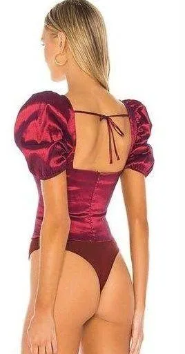 MAJORELLE Cruz Bodysuit in Maroon XS - Image 2