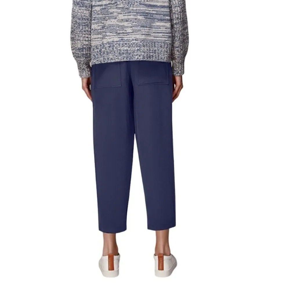 Whistles Pants US 2 Navy Blue Cropped Lantern Drawstring Trouser Pockets Relaxed - Image 5