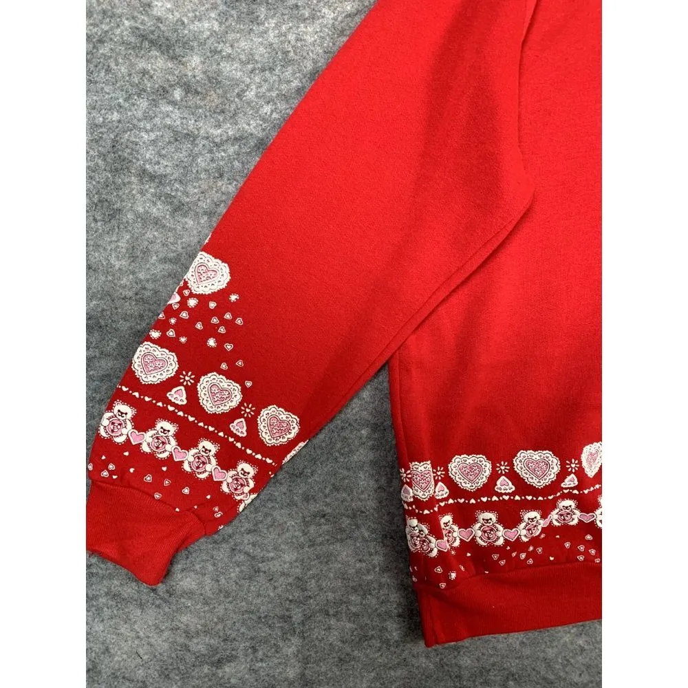 Vintage Scarab Fairy Kei TEDDY BEARS Large Sweatshirt 80s 90s USA Red Doubleside - Image 11