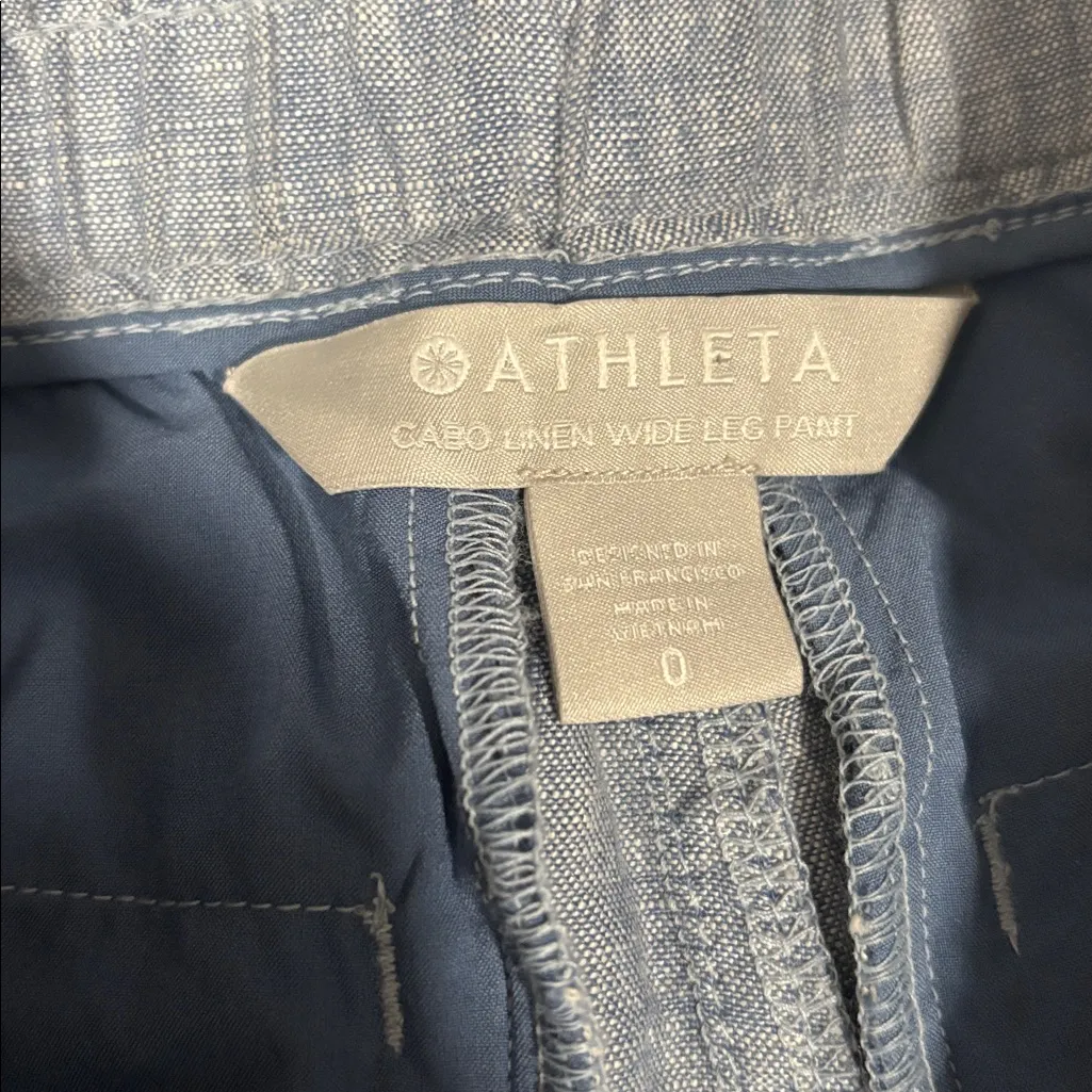 Athleta blue linen Cabo wide leg pant size 0 - Image 7