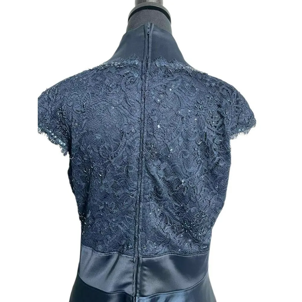 Tadashi Shoji Size 12 Blue Dress Evening Cocktail Party Bandage Lace Detail - Image 6