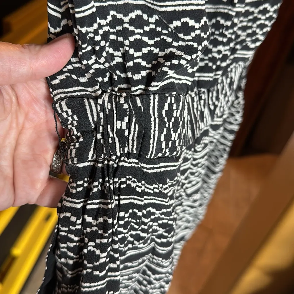 Madewell 100% Silk Black Aztec Kimono Romper Tidalwave Size Small - Image 11