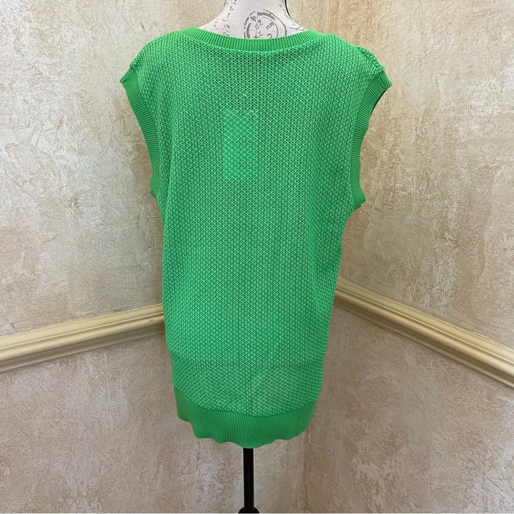 Zara lime green scoop neck sleeveless sweater knit vest Sz L oversized - Image 4