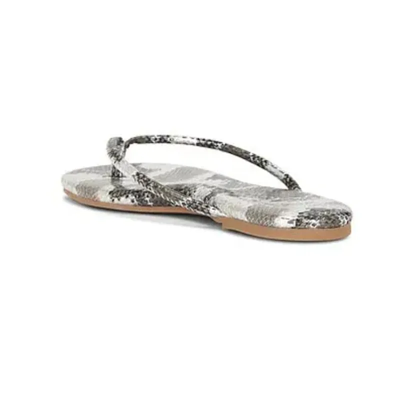 Solei Sea Vivie Python Grey Strappy Flat Flip Flop Sandal size 8 Gray - Image 7
