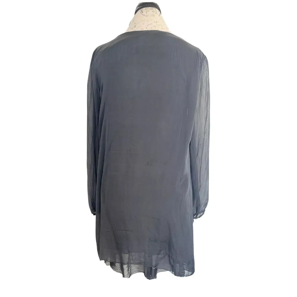 Carla Conti Bohemian Boho Peasant Dress Size Large Sheer Tribal Crochet Italy - Image 3