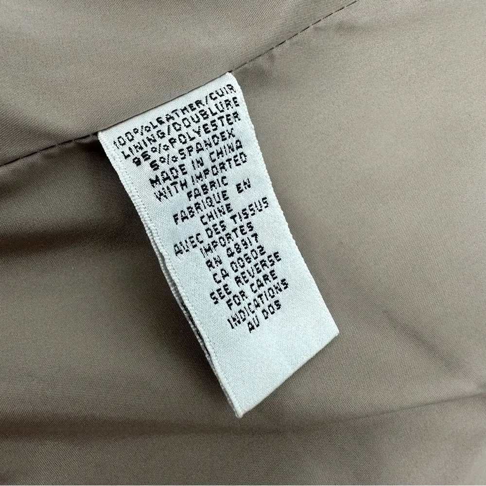 Leather Jacket XS Women’s Fitted Sleek Taupe Tan Neutral Zip-flaws - Image 4