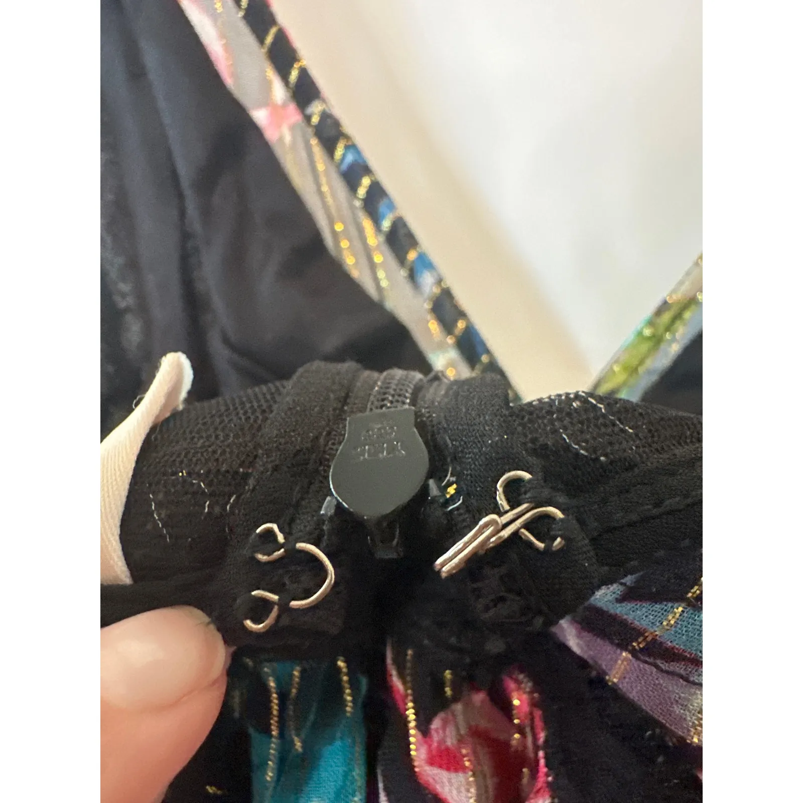 Rococo Sand Metallic Moonlight Print Ruffle Mini Dress Black Multicolor Sz Small - Image 7