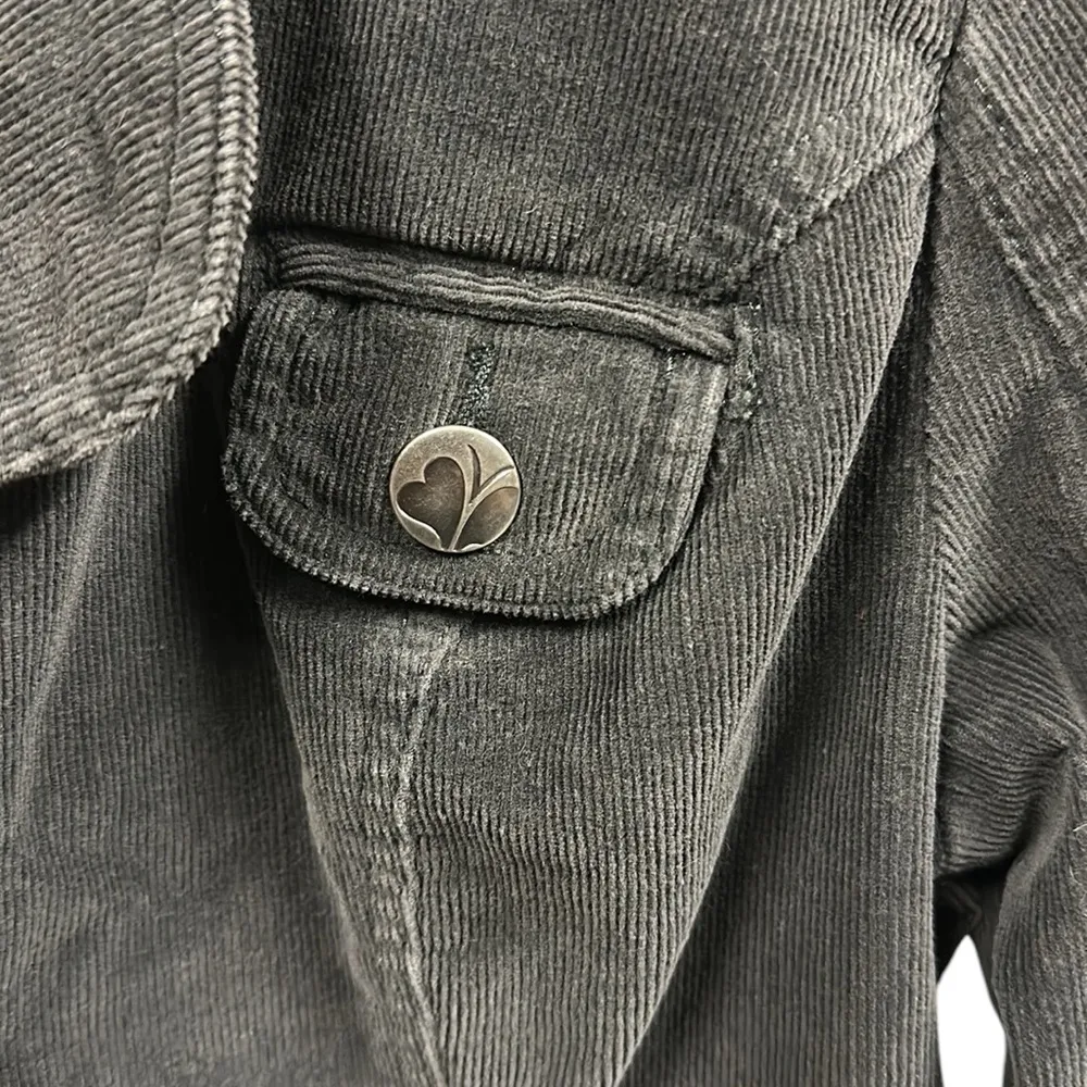 Vintage Fashion Bug Corduroy Charcoal Cotton Stretch Gray Blazer Jacket Size 6 - Image 4