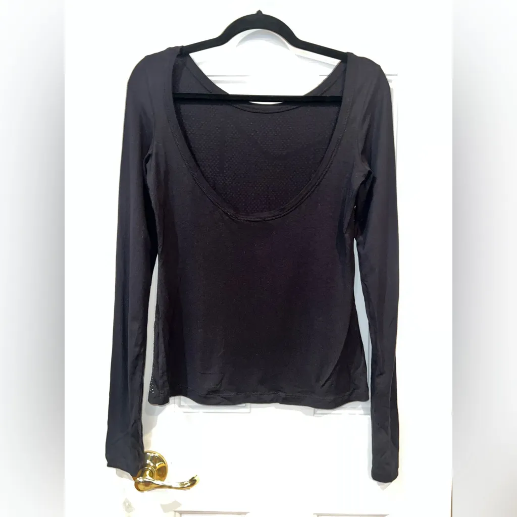 Fiorucci Crystal Rhinestone Logo Long Sleeve Top XS Black Sparkle Tee NWT - Image 3