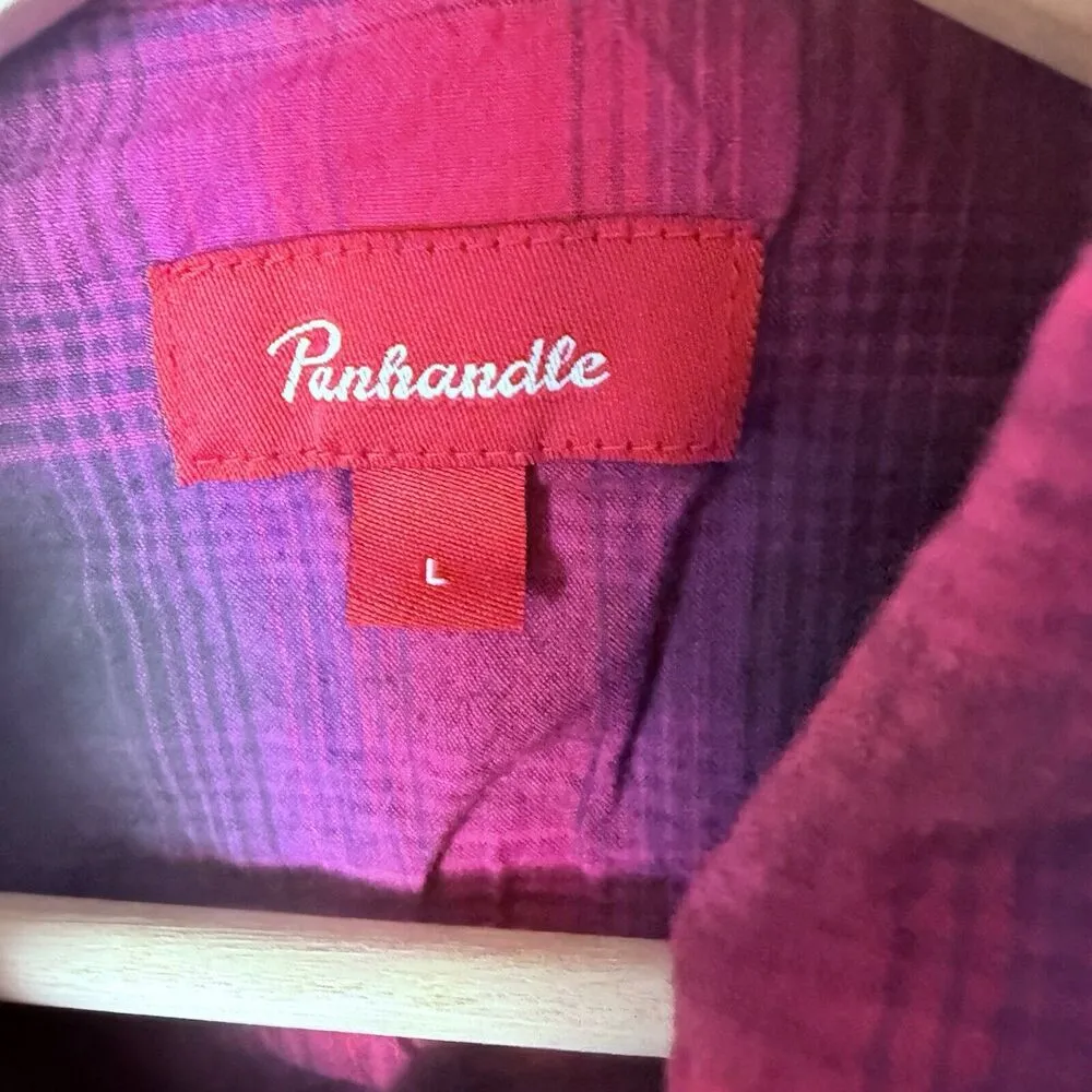 Panhandle Shirt Womens Large Red Plaid Pearl Snap Westerncore Rodeo Cowgirl Boho - Image 3