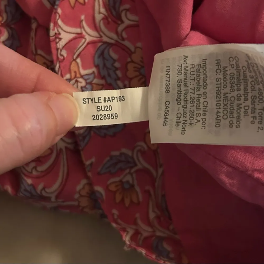 Crew Size 0 Embroidered Romper In Pink Vines Block Print Summer Tassel Floral - Image 10