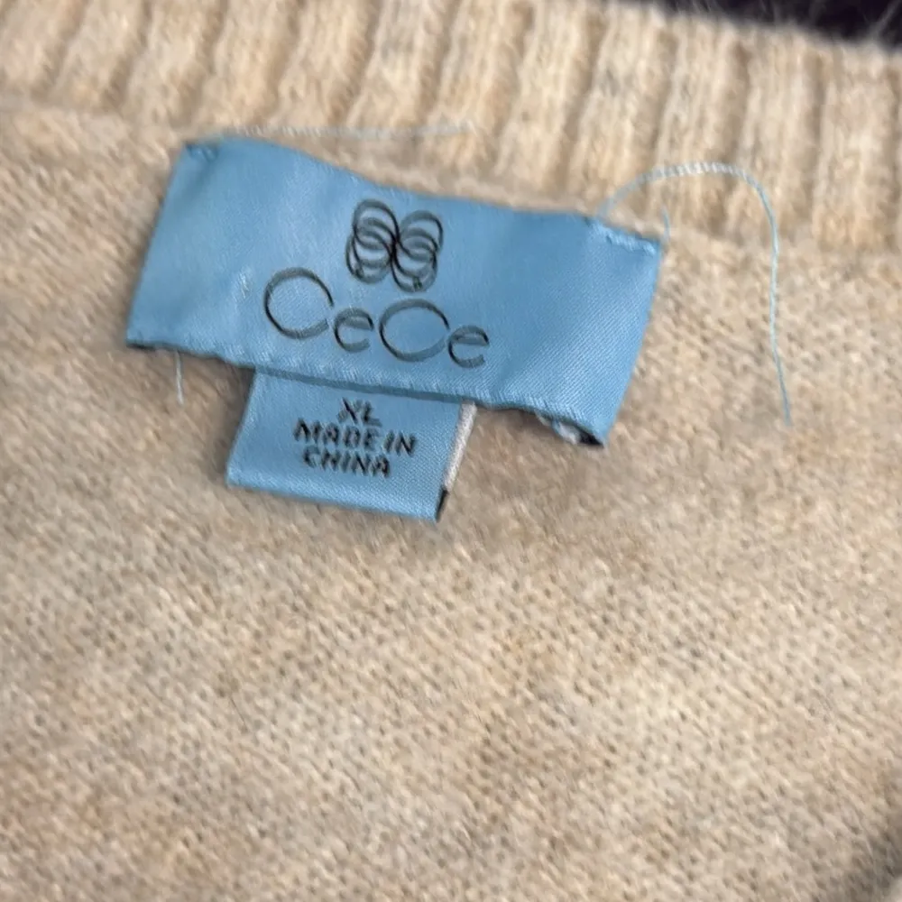 CeCe  Cream V-Neck Sweater Soft Knit - Image 2