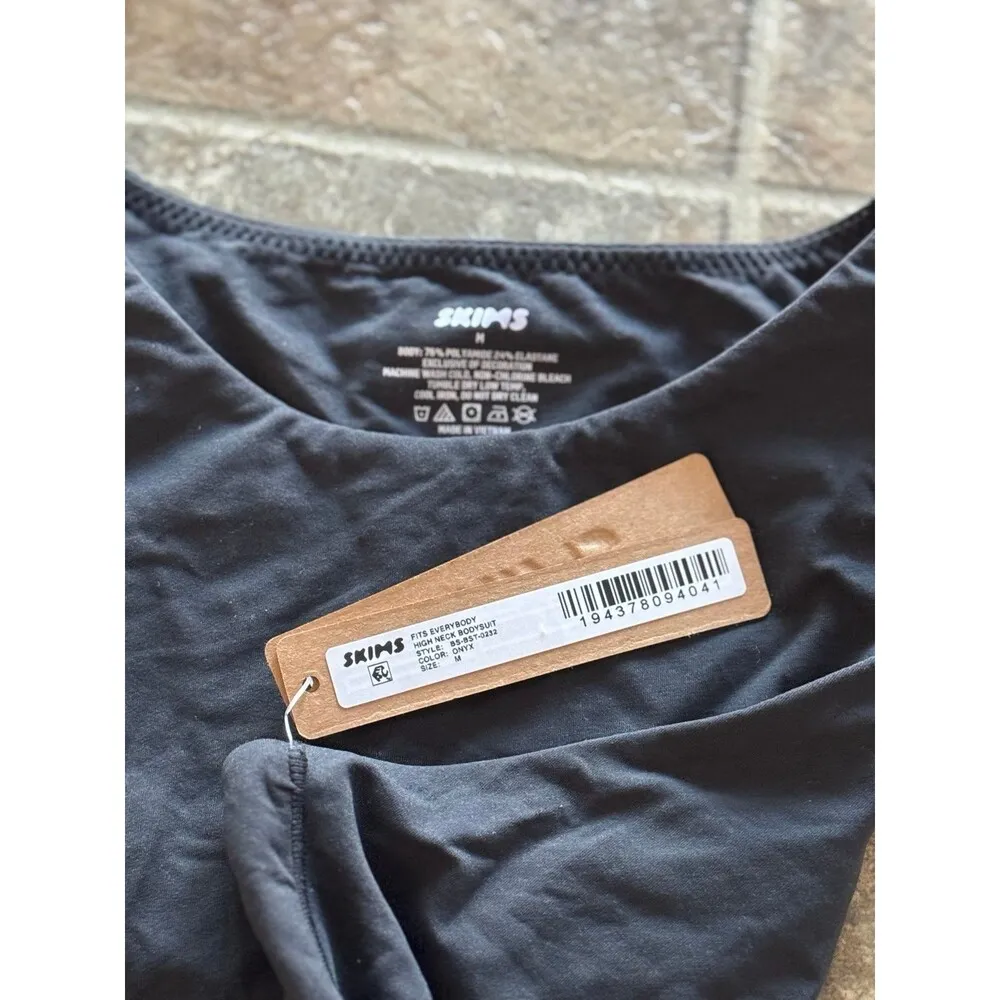 Skims Fits Everybody High Neck Bodysuit Onyx Size Medium - Image 11