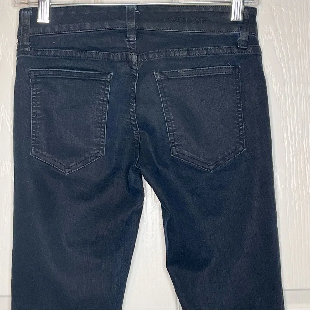 Carmar Black Wax Coat Denim Skinny Jeans Sz 26 Black - Image 7