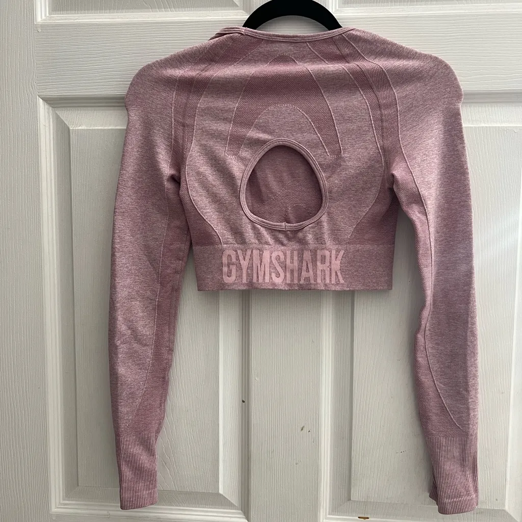 Gymshark Flex Crop Top Long Sleeve Active Deep Blush/White Size Small - Image 12