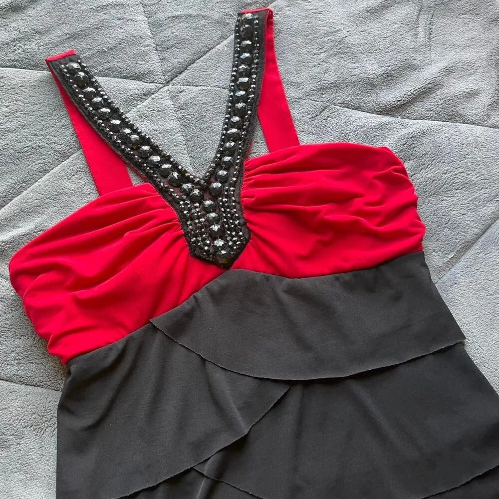 vintage y2k Studio Y red and black beaded tank top size medium - Image 2