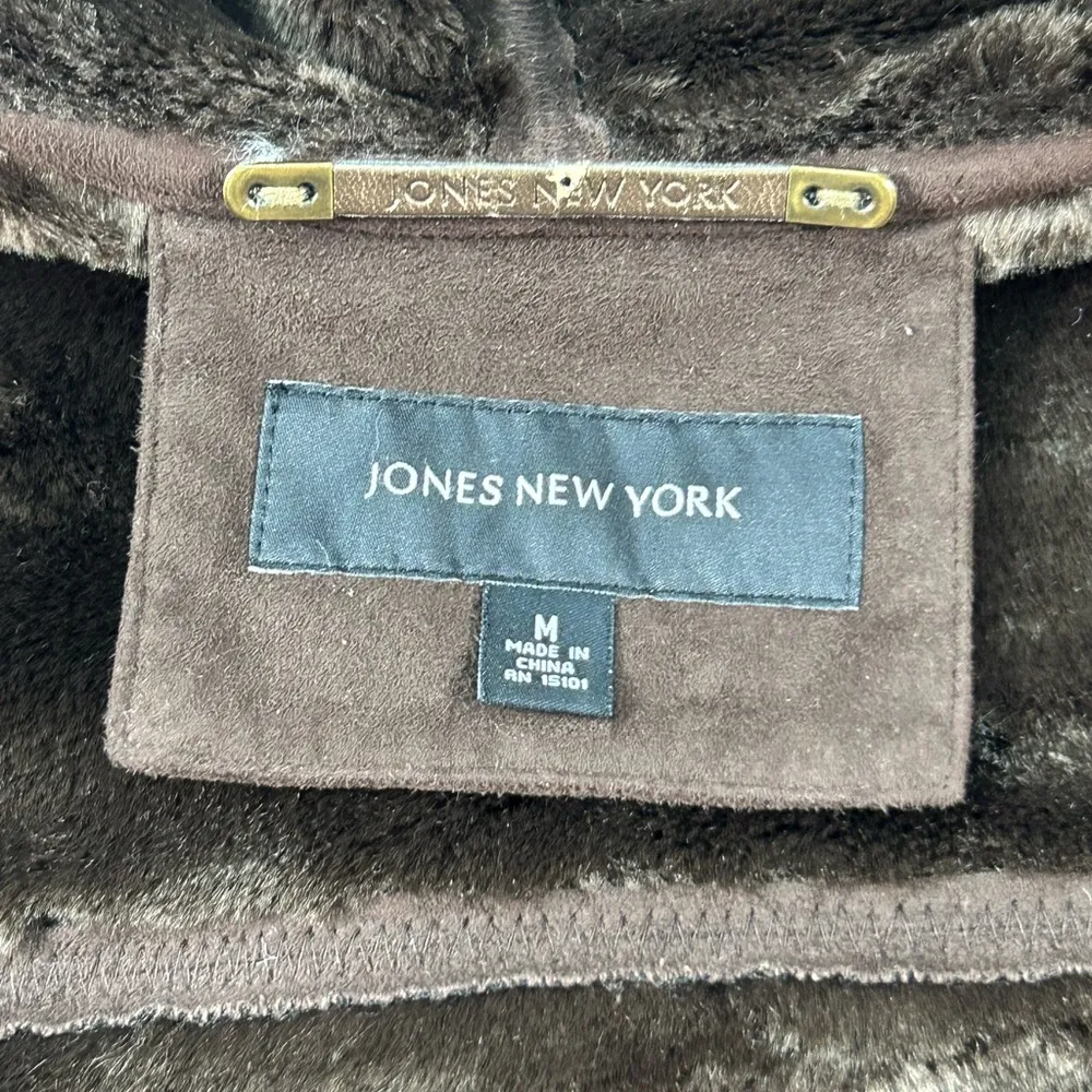 Jones New York Womens Brown Long Sleeve Hooded Fleece Full-Zip Jacket Size M - Image 8