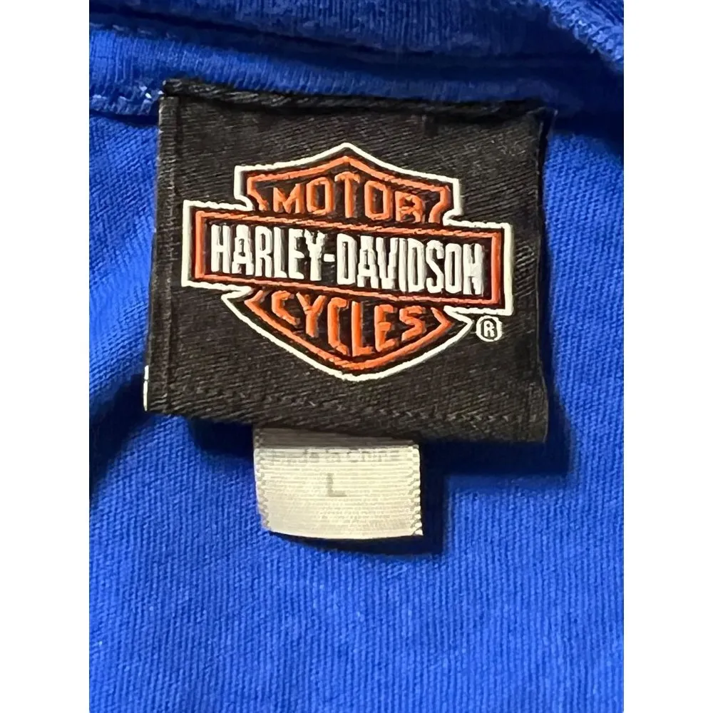 Harley Davidson Blue Women Shirt Monterey California Otter on Motorcycle Sz L NW - Image 6