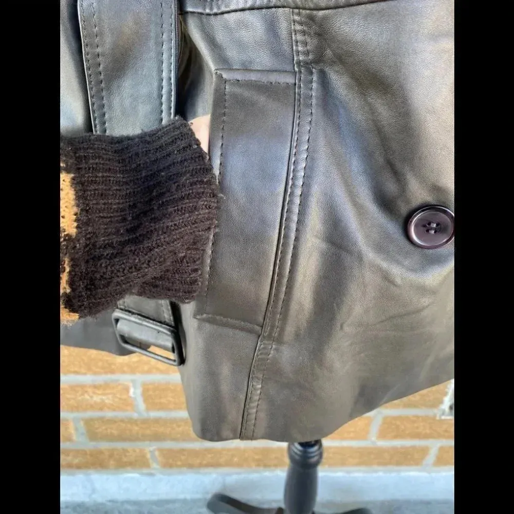 Reiss  double breasted leather jacket Sz 10 - Image 6