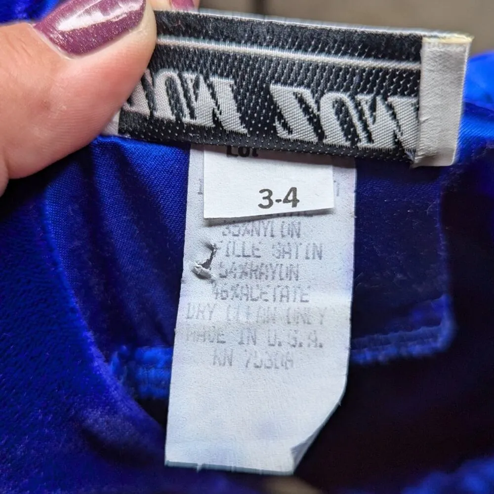 Vtg 1990s Zum Zum Blue Velvet Bow Accent Satin Skirt Maxi Prom Dress 3 4 - Image 7